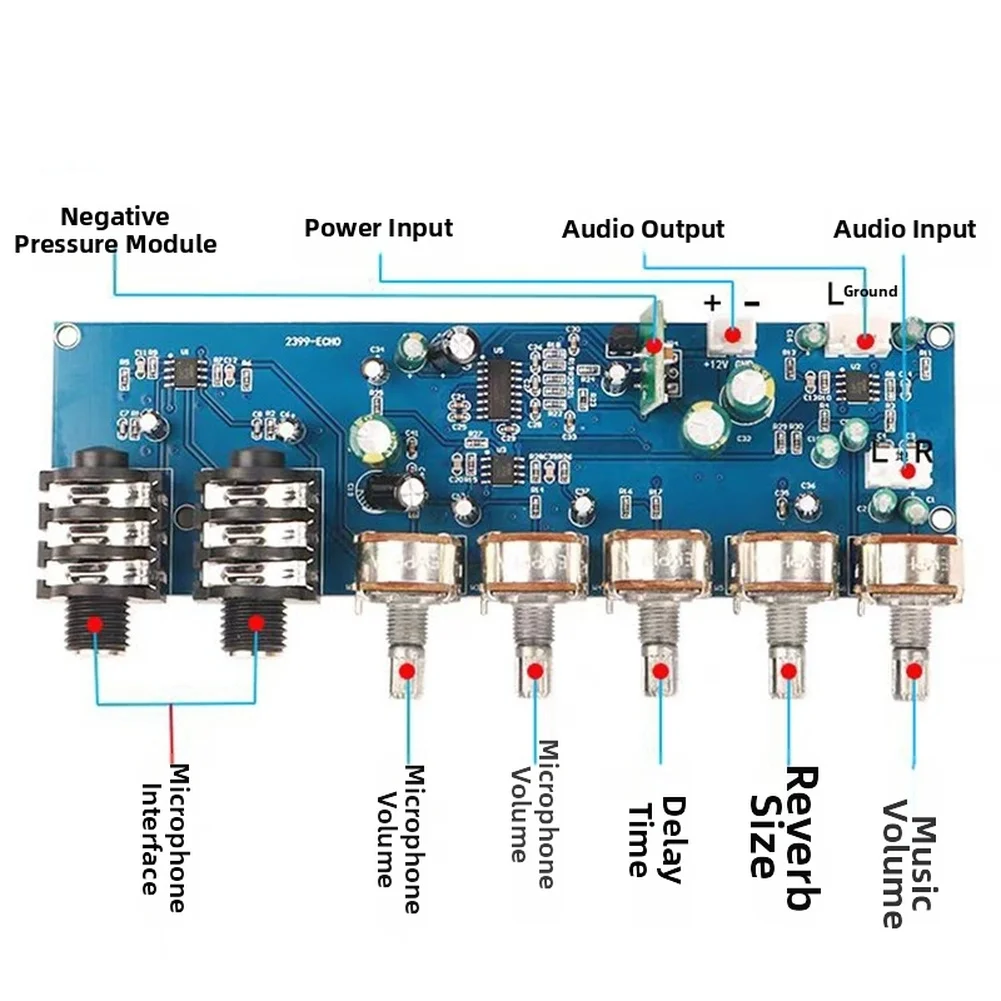 Karaoke Audio Mixer Echo Delay - Scheda Preamplificatore Microfono Karaoke PT2399 con