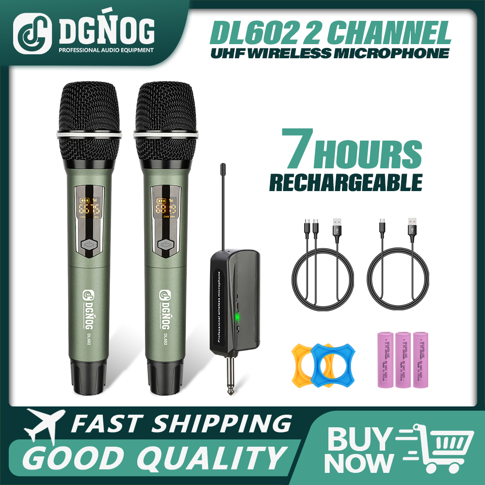 Uhf Wireless Microphone System Dual Channel - Sistema microfonico karaoke dinamico portatile doppio