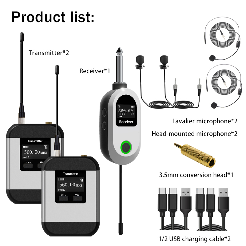 Wireless Lavalier Microphone Dual Receiver - Sistema microfonico wireless doppio UHF Microfono