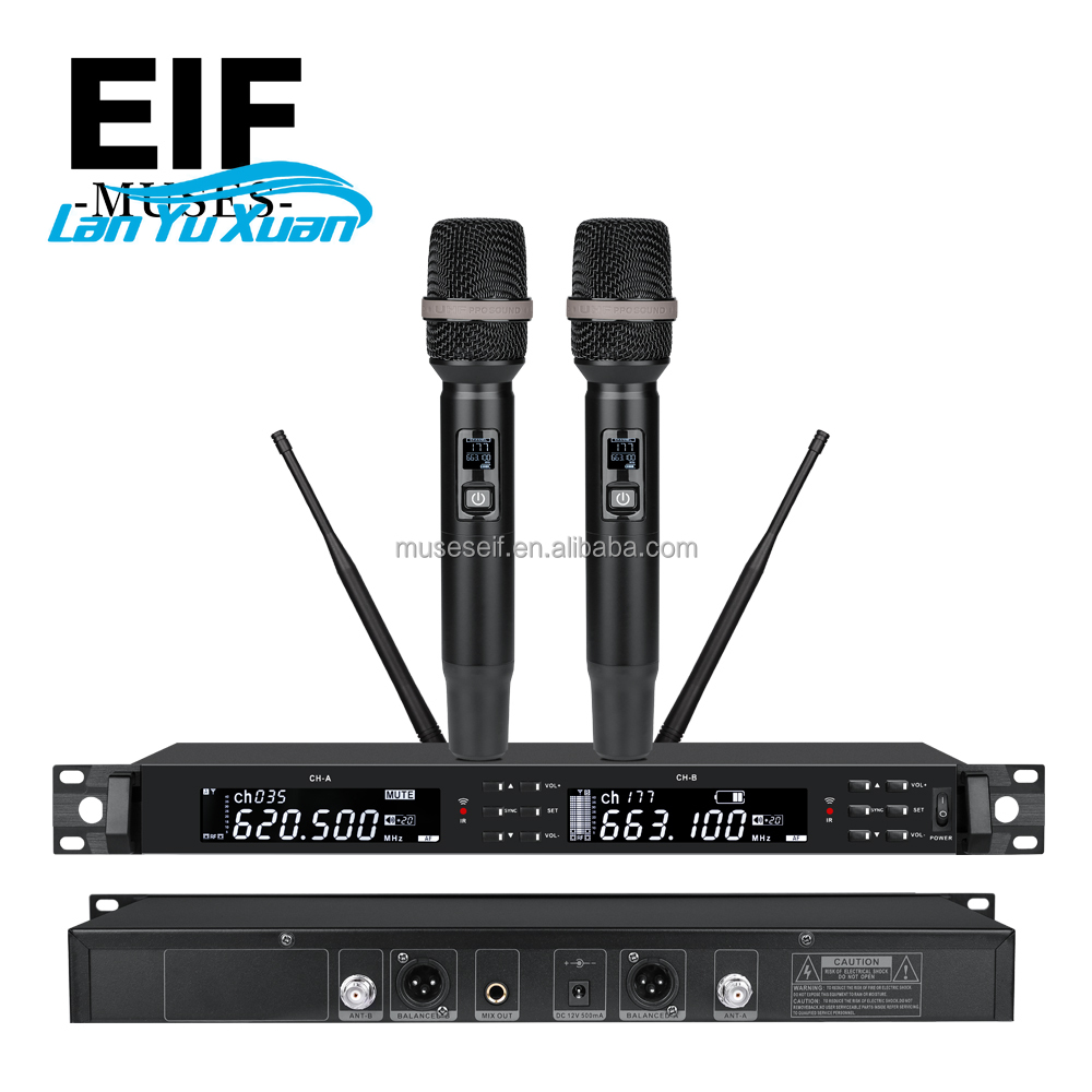 Uhf Wireless Microphone System Dual Channel - 2026 Sistemi microfonici wireless Sistema microfonico