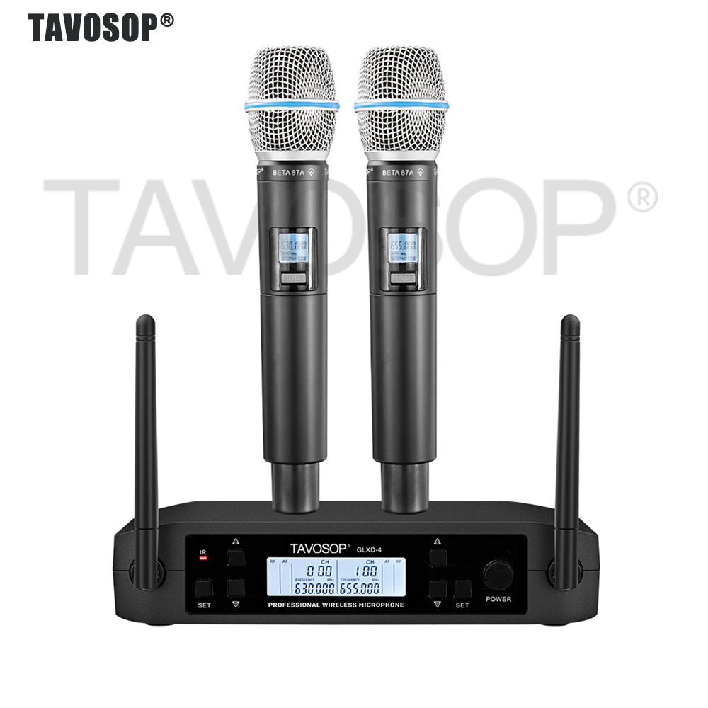Uhf Wireless Microphone System Dual Channel - TAVOSOP GL-B87 Sistema Professionale di Microfoni