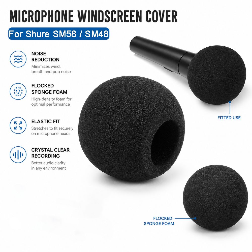 Microphone Pop Filter Foam Windscreen - Copertura Antivento di Ricambio per Microfono