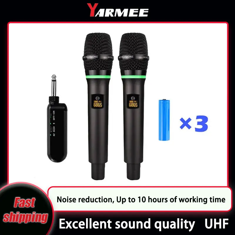 Rechargeable Wireless Mic Lithium Battery - YARMEE UHF Microfono Senza Fili Professionale
