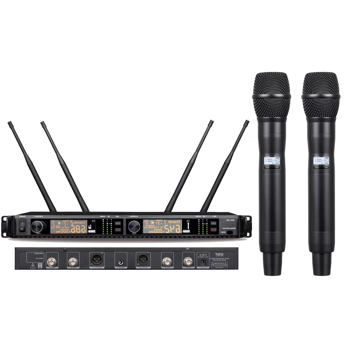 Uhf Wireless Microphone System Dual Channel - Sistema microfonico wireless digitale UHF AD2