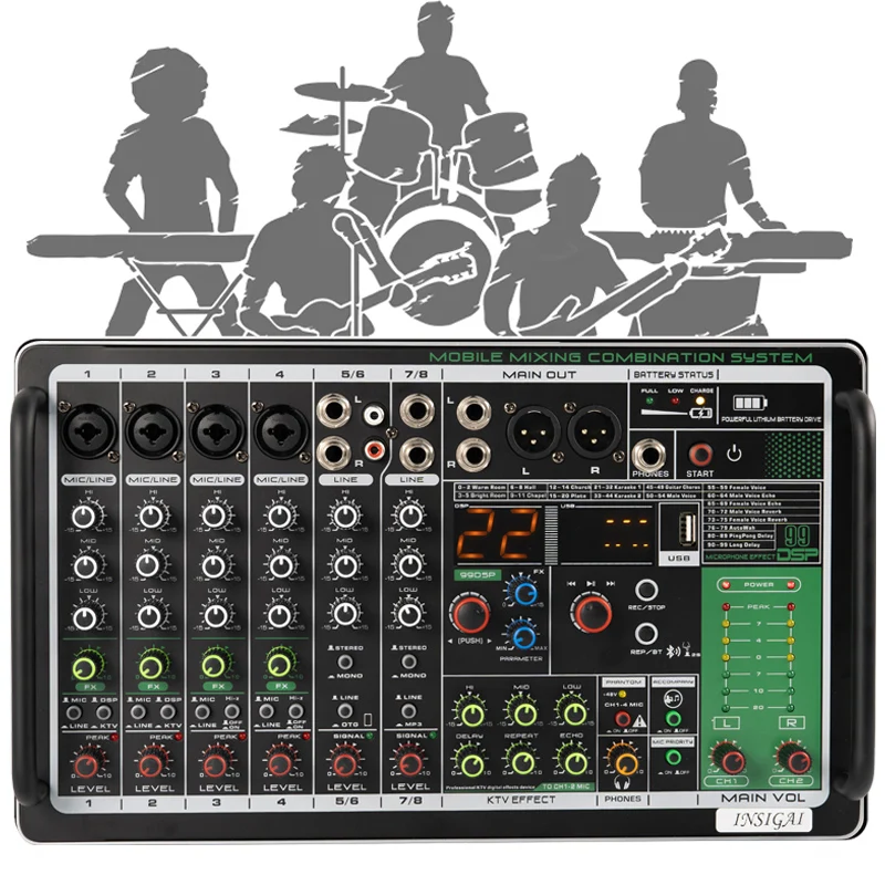 Karaoke Amplifier Mixer Bluetooth - Mixer audio professionale con batteria ricaricabile