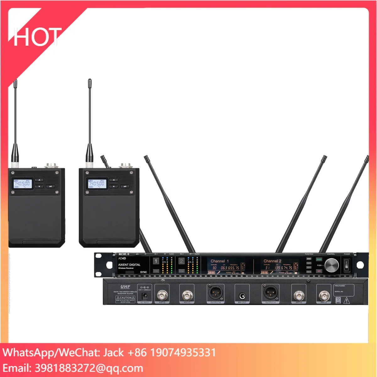 Uhf Wireless Microphone System Dual Channel - Sistema Microfonico Wireless Professionale WCM16 Nero