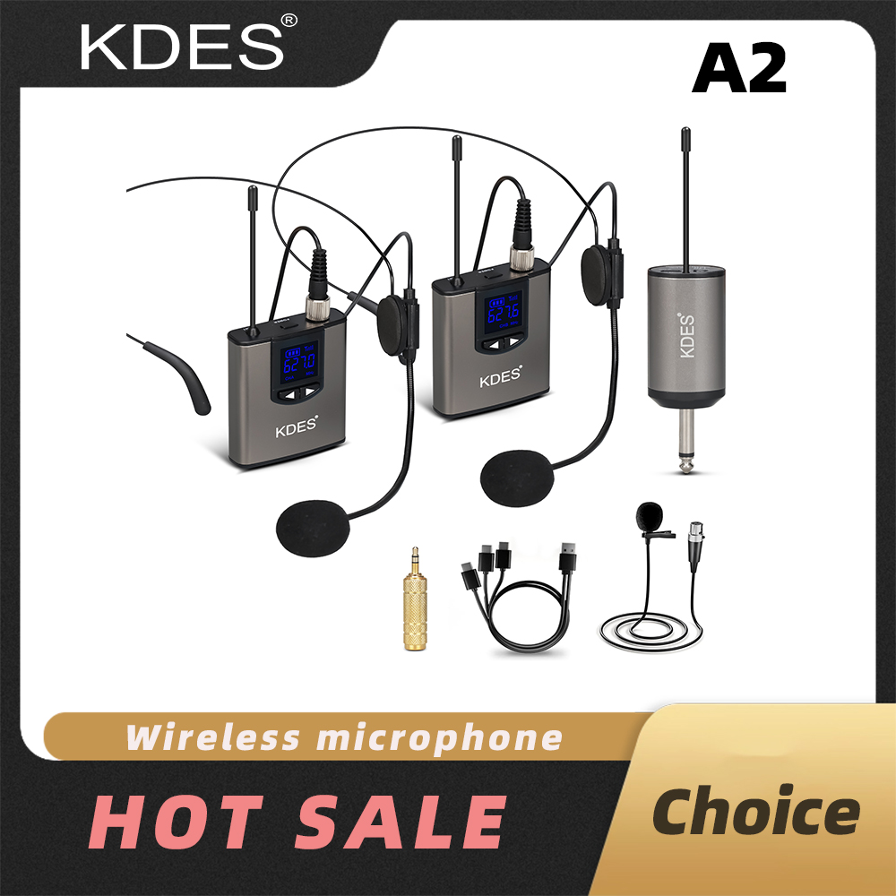 Wireless Lavalier Microphone Dual Receiver - KDES Doppio sistema microfonico wireless Cuffie