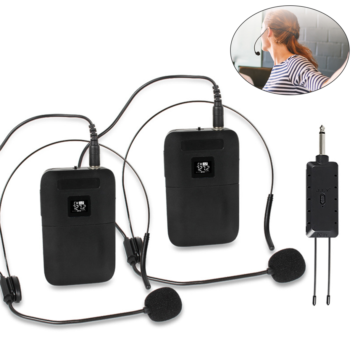 Wireless Lavalier Microphone Dual Receiver - Kit Microfono Wireless Professionale E8 UHF