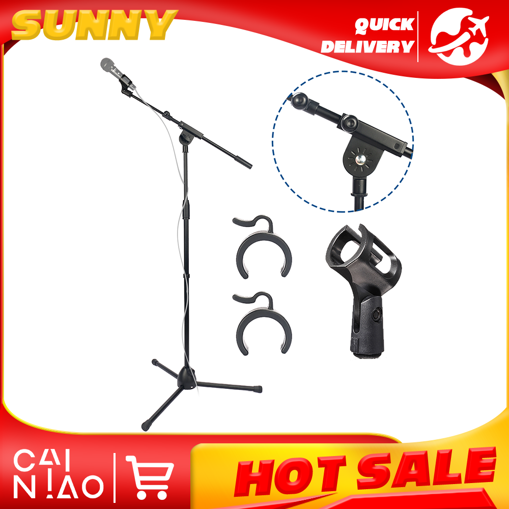 Microphone Stand Boom Arm Floor - Supporto per Microfono Pieghevole, Treppiede Robusto