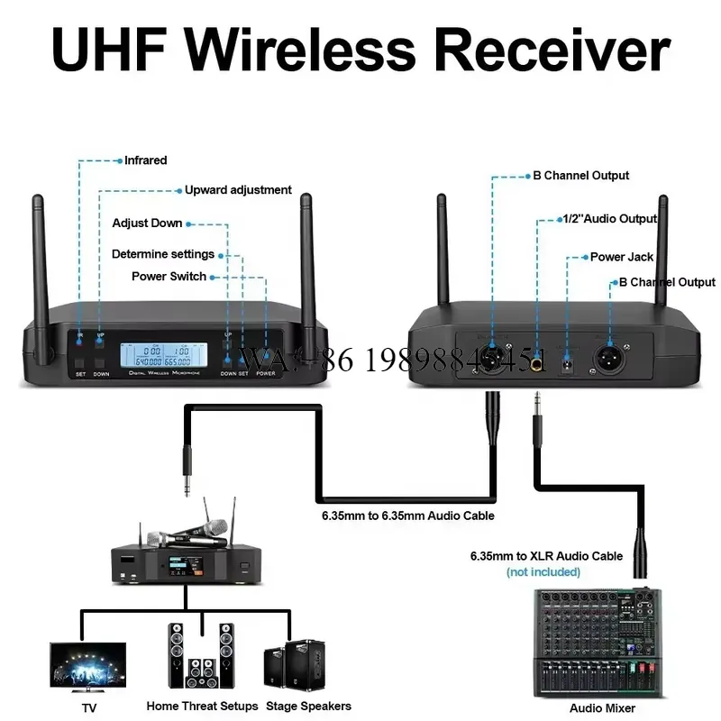 Uhf Wireless Microphone System Dual Channel - WMWMNU PAT GLXD4 Sistema Microfonico Wireless