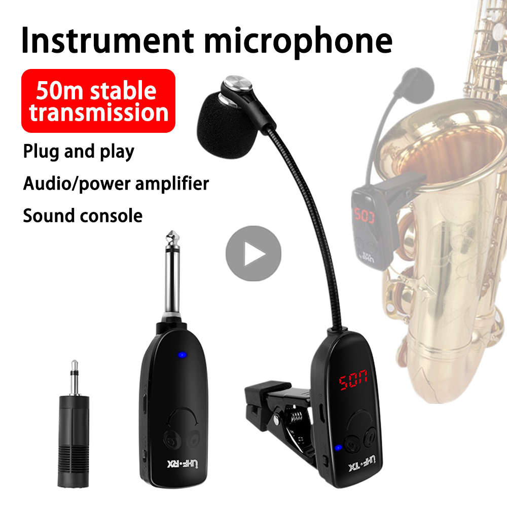 Wireless Lavalier Microphone Dual Receiver - Saxofone Microfono senza fili Microfono Trasmettitore