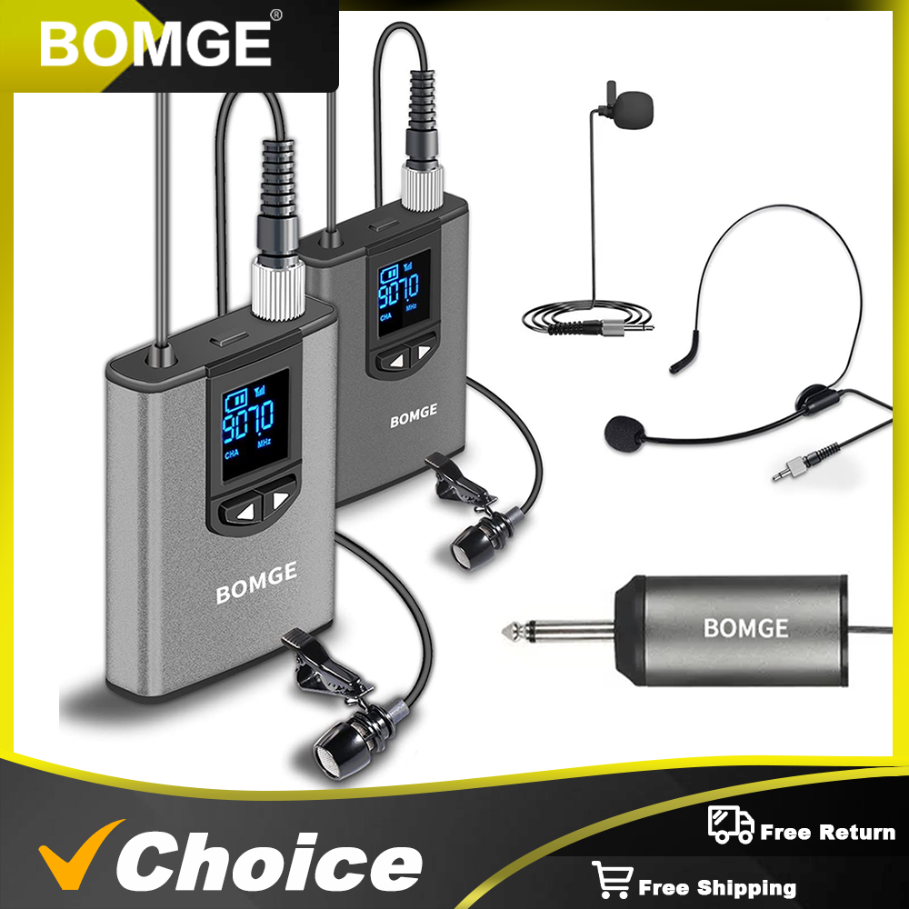 BOMGE Doppio sistema microfoni - Wireless Lavalier Microphone Dual Receiver recensione e prezzo