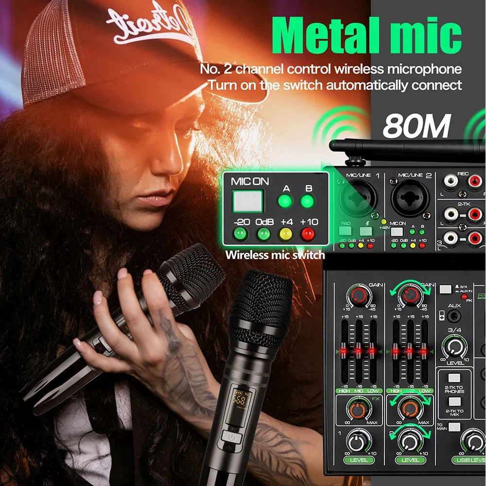 DGNOG Mixer Audio a 4 canali M - Karaoke Amplifier Mixer Bluetooth recensione e prezzo